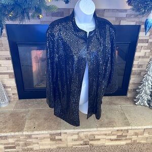 Notations Black Sequin Cape Jacket